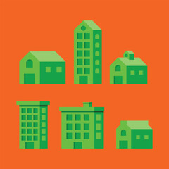 Set of building icon with six design