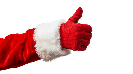 santa claus hand giving thumbs up sign - isolated on transparent background