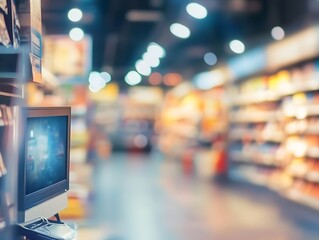 Fototapeta premium Computer store blur background