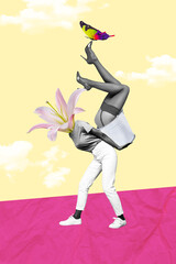 Trend artwork composite sketch image collage of surreal picture two woman friends walk headless...