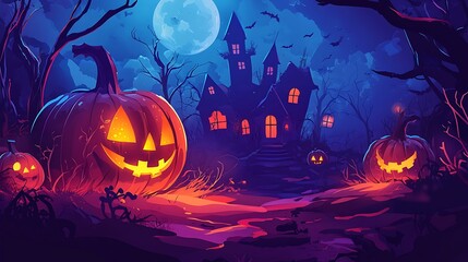 Fototapeta premium Spooky Halloween themes with trick or treat elements