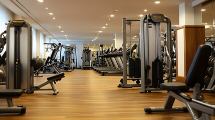 Obraz premium 22. A well-organized gym with various fitness machines and free weights