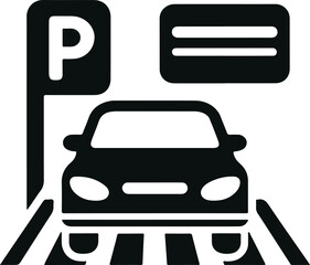 Monochrome Cosmonaut Car Parking Logo Icon black color For Emblems, Badges And Levels Vector Illustration