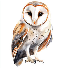 barn owl watercolor clipart illustration isolated