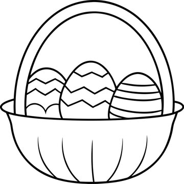 recommend clip art: basket with easter eggs outline coloring book page line art drawing