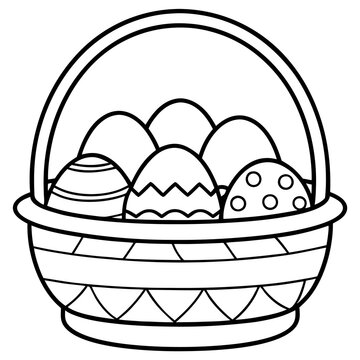 recommend clip art: basket with easter eggs outline coloring book page line art drawing
