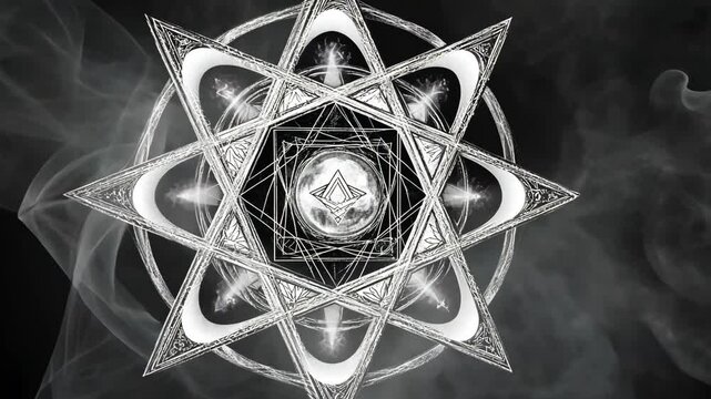 Intricate geometric design inspired by spiritual symbols and esoteric art with mystical ambiance