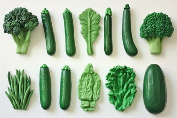 Assorted Fresh Green Vegetables for Healthy Eating - Broccoli, Zucchini, Kale, Lettuce - Perfect for Recipes and Nutritional Guides