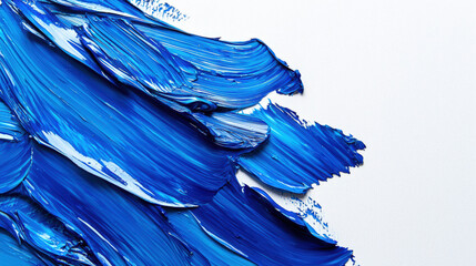Abstract sea background. A backdrop for the design. A smear of blue paint on a white background. The textured brush strokes are dense and bold, creating a sense of movement and energy