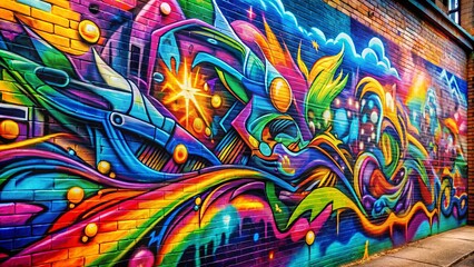 Obraz premium Detailed graffiti art of a colorful aerosol painting on a wall