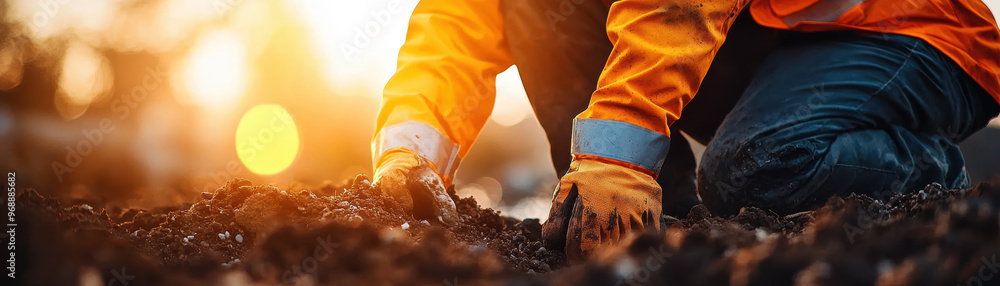 Poster mechanical engineer testing earthquakeresistant building foundations, showing advanced infrastructur