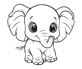 Elephant cartoon page cute animals vector illustration 