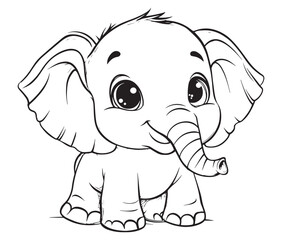 Elephant cartoon page cute animals vector illustration 