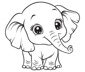 Elephant cartoon page cute animals vector illustration 
