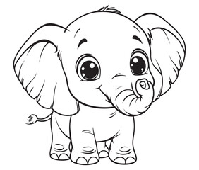 Elephant cartoon page cute animals vector illustration 