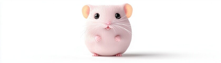 Cute Pink Cartoon Mouse 3D Render.