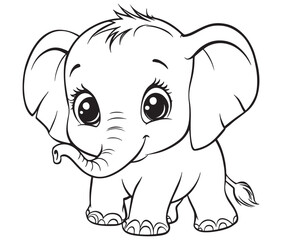 Elephant cartoon page cute animals vector illustration 