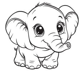 Elephant cartoon page cute animals vector illustration 