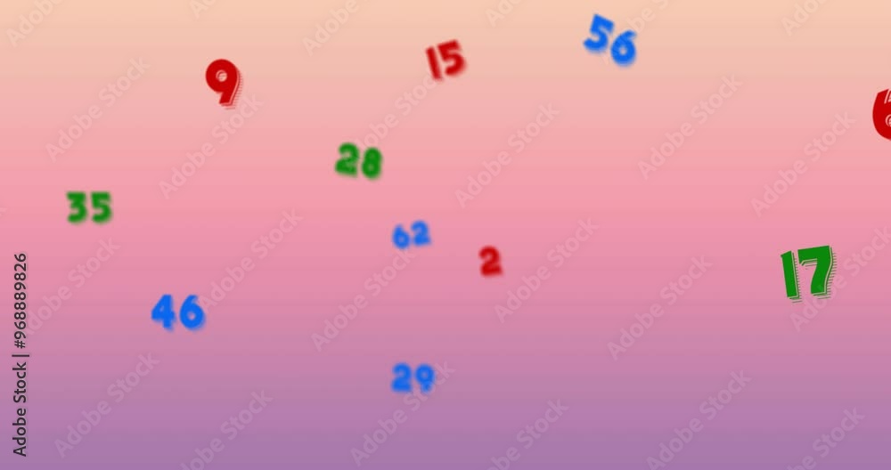 Aufkleber animation of numbers processing over pink background
