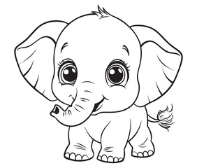 Elephant cartoon page cute animals vector illustration 