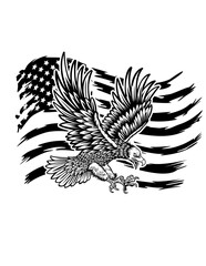 US Bald Eagle | Eagle | Wildlife | Flying Eagle | Flying Predator | Patriotic Eagle | Bald Eagle | Wild Animal | Original Illustration | Vector and Clipart | Cutfile and Stencil
