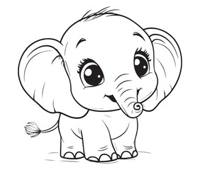 Elephant cartoon page cute animals vector illustration 