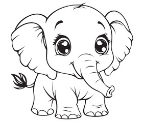 Elephant cartoon page cute animals vector illustration 