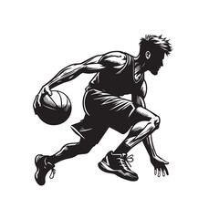Fototapeta premium Basketball player vector design. Basketball player silhouette. Basketball player logo, icon black and white.