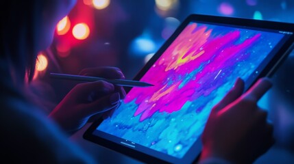 Person with colorful hair gets inspired by her screen 