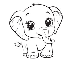 Elephant cartoon page cute animals vector illustration 