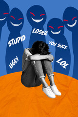 Trend artwork composite sketch image photo collage of crowd people mockery stupid loser ugly lol...