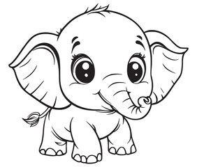 Elephant cartoon page cute animals vector illustration 