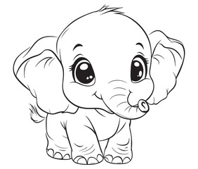 Elephant cartoon page cute animals vector illustration 
