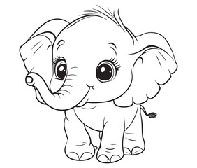 Elephant cartoon page cute animals vector illustration 