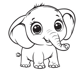 Elephant cartoon page cute animals vector illustration 