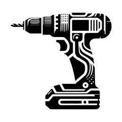 Stylish Handheld Drill Silhouette for T-shirt, Logo, and Art