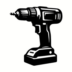 Corded Drill Silhouette for Detailed Power Tool T-shirt and Logos