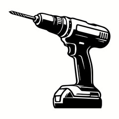 Electric Cordless Drill Silhouette for Modern T-shirt, Logo, and Art