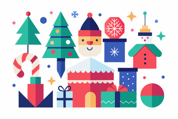 Fototapeta premium Modern minimalist christmas elements collection for festive designs