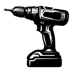 Electric Cordless Drill Silhouette for Bold T-shirt and Logo Art