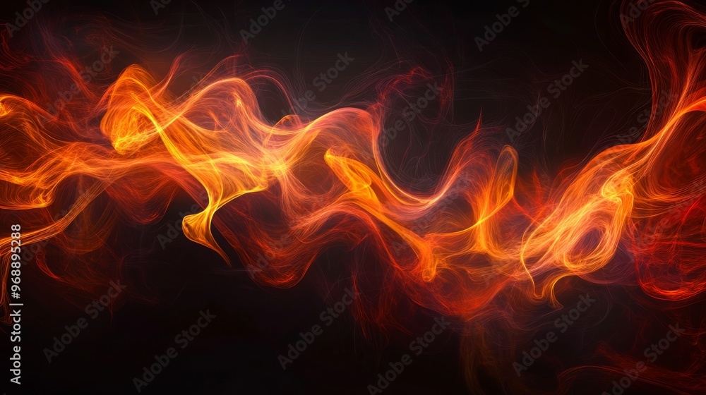 Poster abstract fiery wave pattern on black background. energy and movement concept