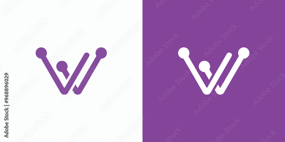 Poster vector logo design of initial letter w technology connection with modern, simple, clean and abstract