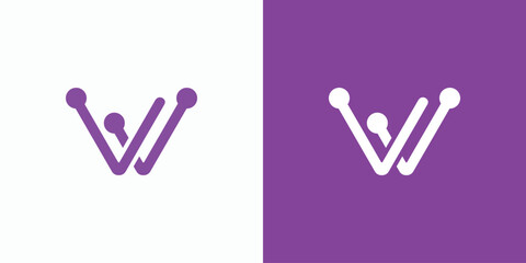 Vector logo design of initial letter W technology connection with modern, simple, clean and abstract style. Icon for business, technology, electronics and personal branding.