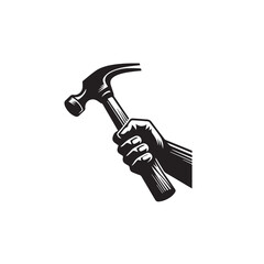 Hammer silhouette. Hammer logo, icon vector design black and white.