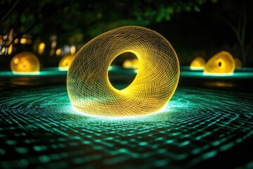 Abstract ai spirograph pattern with vibrant chaotic geometry and dynamic light effects