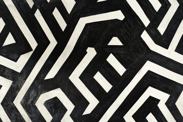 Bold high-contrast geometric design in black and white seamless pattern