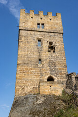 The stone tower on a rock castle Helfenburk, Czech Republic