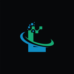  Letter L tech logo, L technology logo design vector template