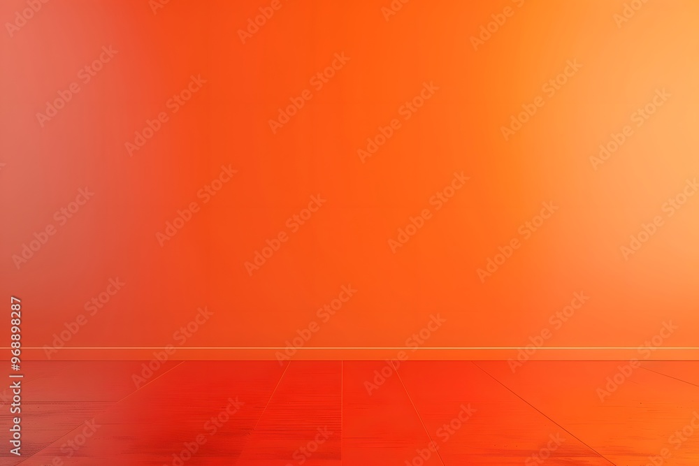 Poster orange empty studio room background for product display, presentation, or design mock-up in a minima