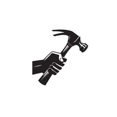 Hammer silhouette. Hammer logo, icon vector design black and white.